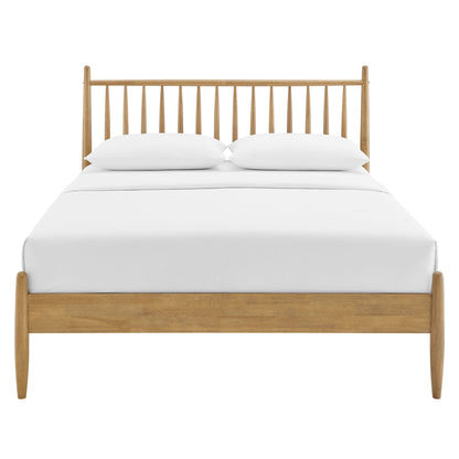 Zane Spindle Bed by Modway with natural wood frame and white bedding on Tampa Home & Garden Store