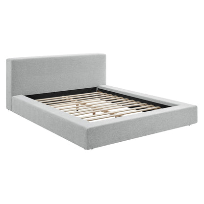 Luma Chenille Platform Bed Frame gray fabric with wood slats by Modway HouseOfZazla on Tampa Home & Garden Store