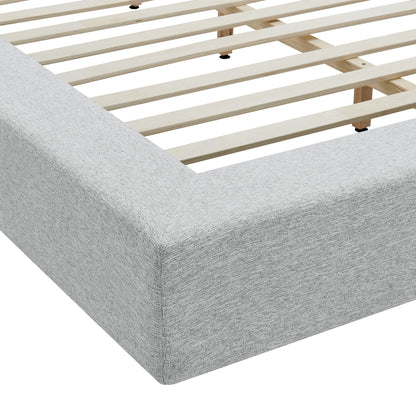 Luma Chenille Upholstered Platform Bed Frame in gray fabric with wood slat foundation by Modway on Tampa Home & Garden Store