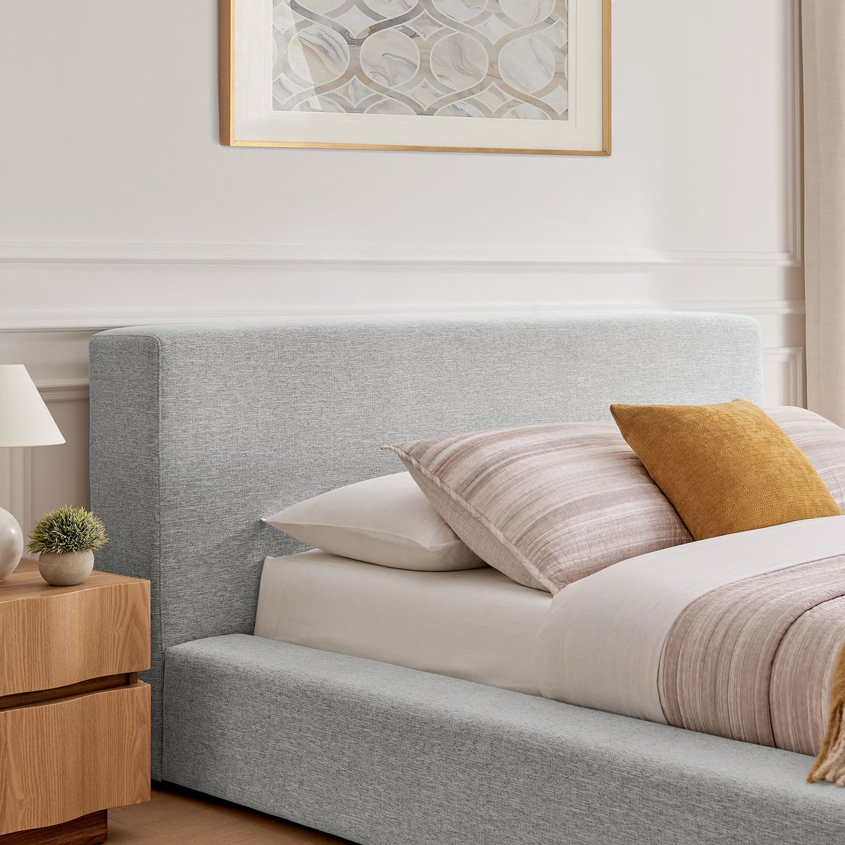 Luma Chenille upholstered platform bed frame by Modway in light gray on Tampa Home & Garden Store