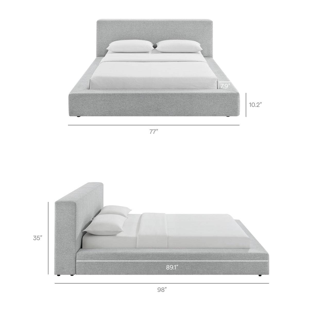 Luma Chenille Upholstered Platform Bed Frame in gray fabric by Modway on Tampa Home & Garden Store