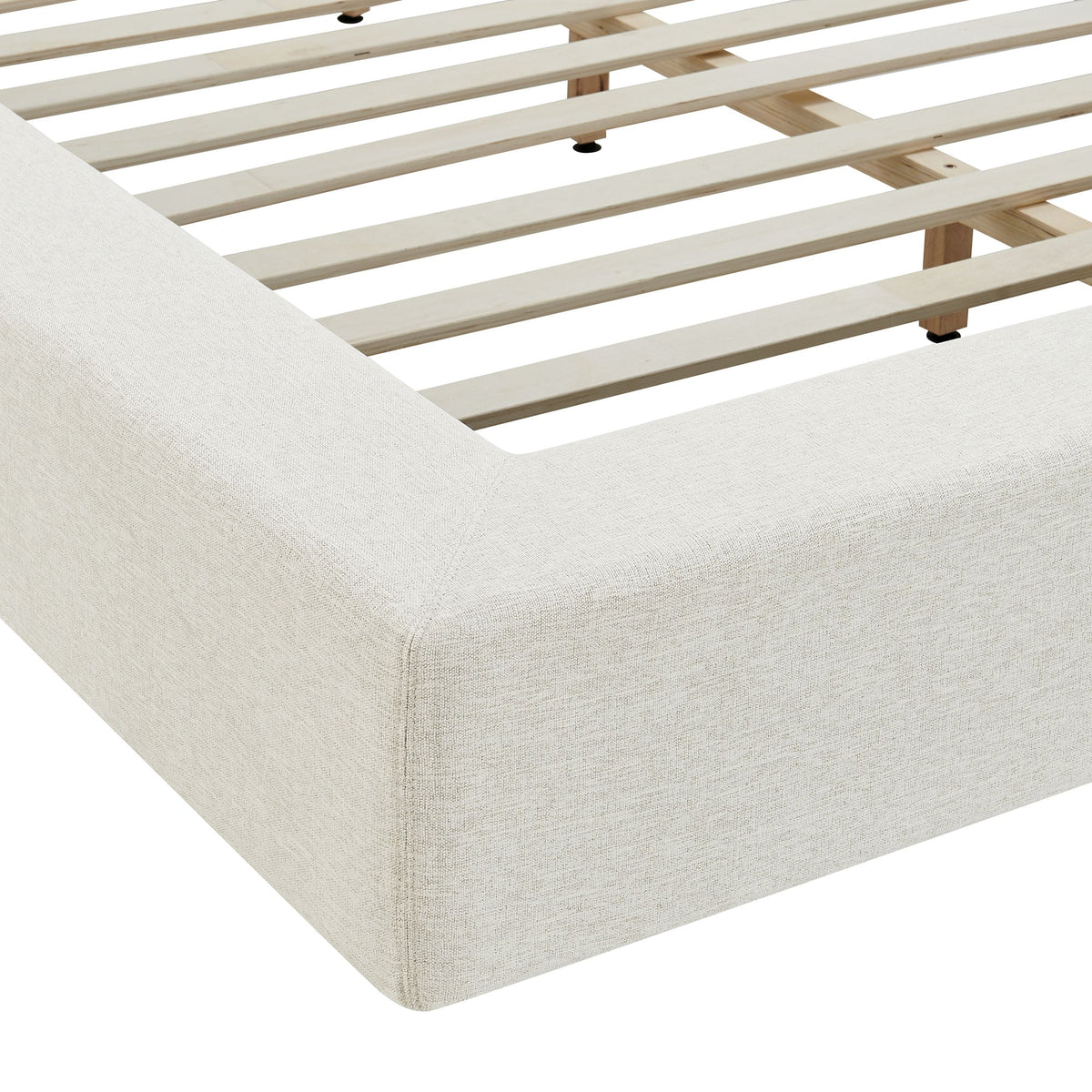 Luma Chenille upholstered platform bed frame by Modway in beige fabric with wood slat base on Tampa Home & Garden Store
