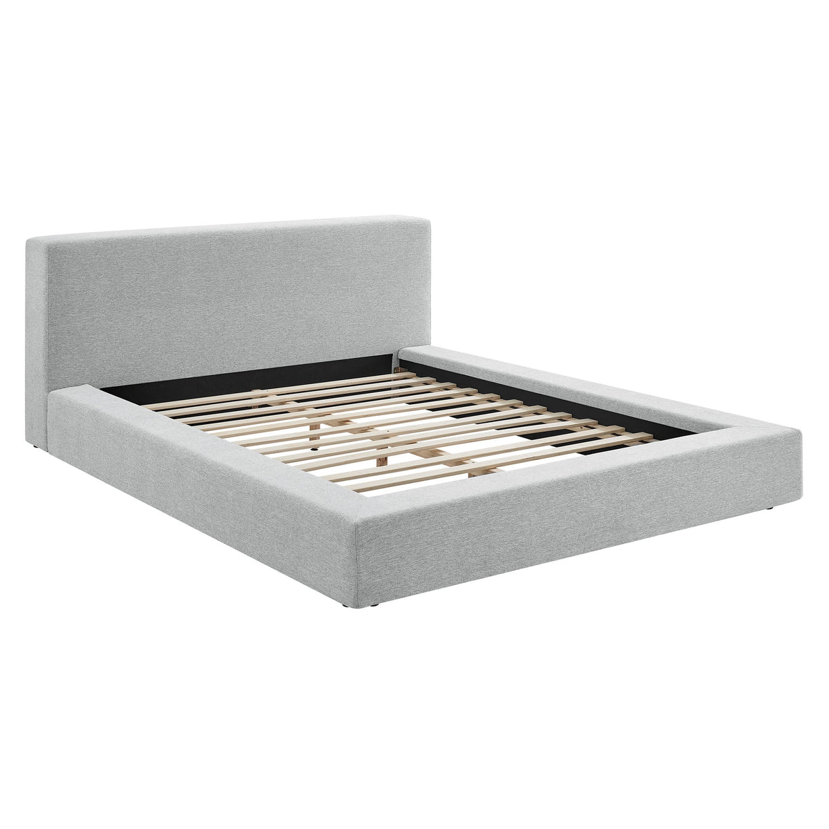 Luma chenille upholstered platform bed frame by Modway in gray fabric with slatted foundation on Tampa Home & Garden Store