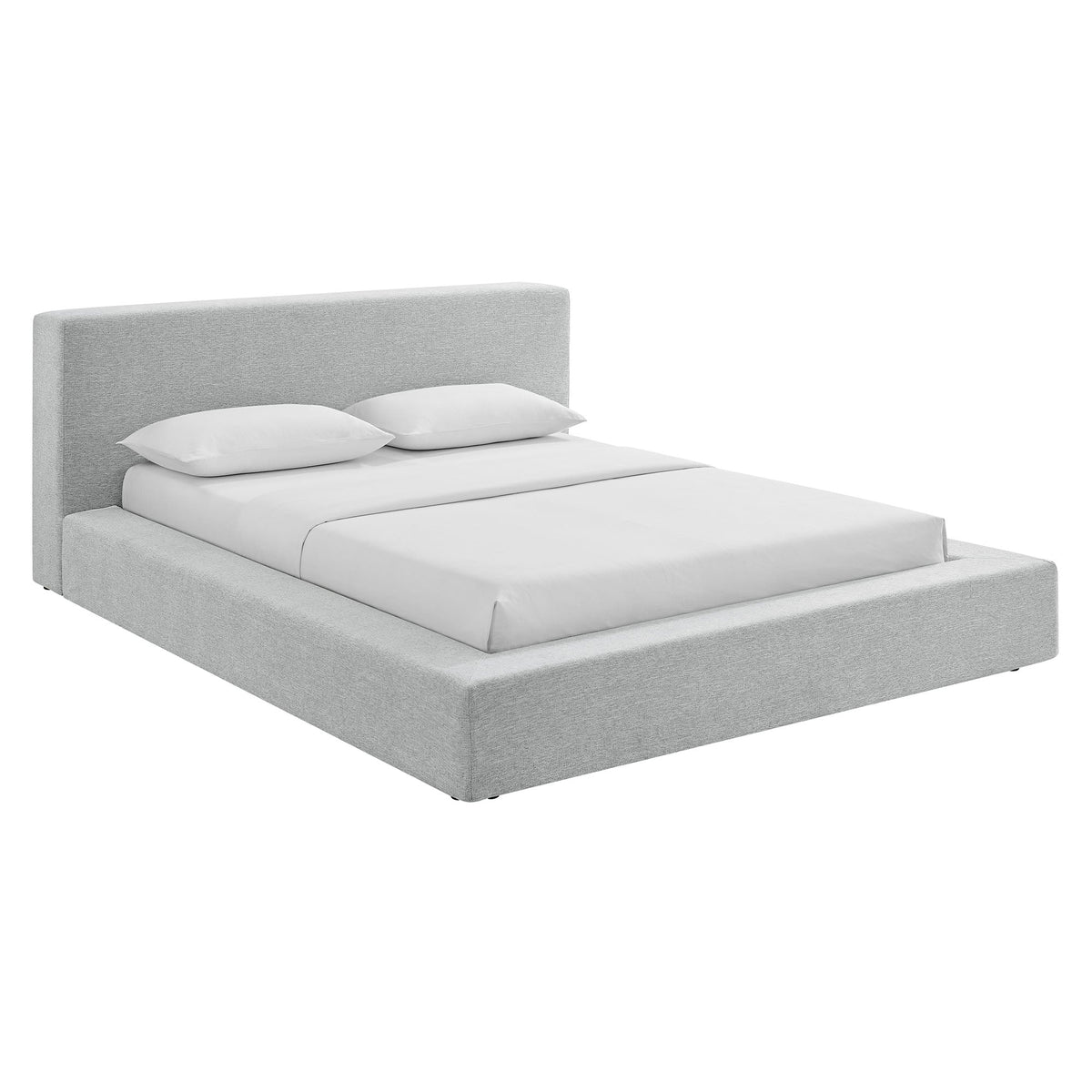 Luma Chenille Upholstered Platform Bed Frame grey with low-profile headboard by Modway on Tampa Home & Garden Store
