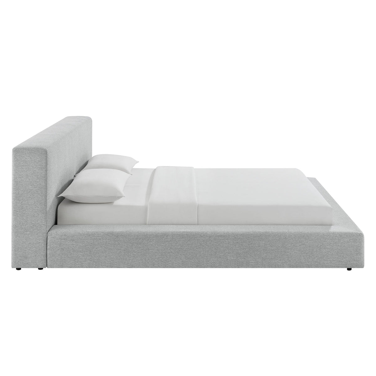 Luma Chenille upholstered platform bed frame in light gray with tall headboard by Modway on Tampa Home & Garden Store