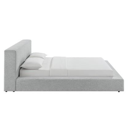 Luma Chenille upholstered platform bed frame in light gray with tall headboard by Modway on Tampa Home & Garden Store