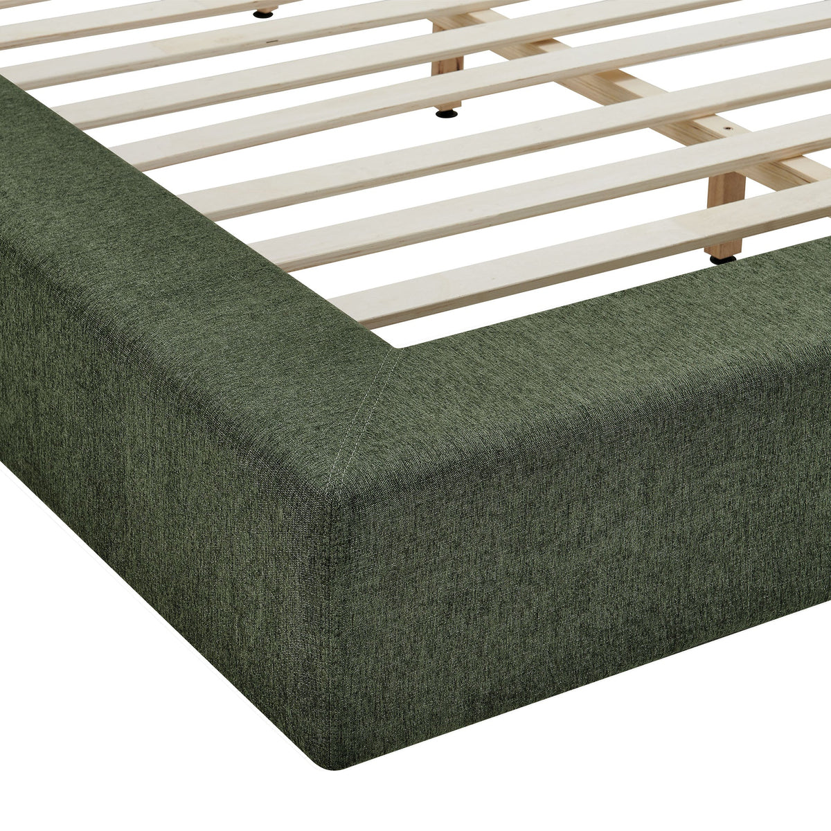 Luma Chenille Upholstered Platform Bed Frame in green fabric with slat foundation by Modway on Tampa Home & Garden Store
