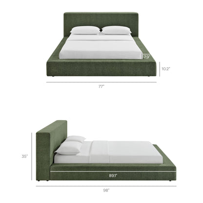 Luma Chenille upholstered platform bed frame in green chenille by Modway for HouseOfZazla on Tampa Home & Garden Store