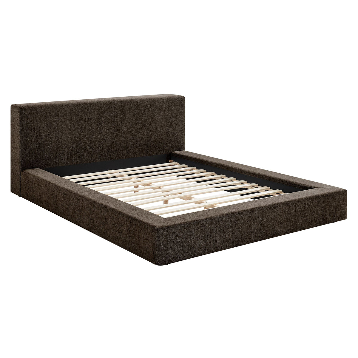 Luma Chenille Upholstered Platform Bed Frame brown fabric with padded headboard by Modway on Tampa Home & Garden Store