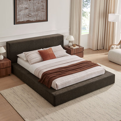 Luma Chenille upholstered platform bed frame in dark brown fabric by Modway on Tampa Home & Garden Store