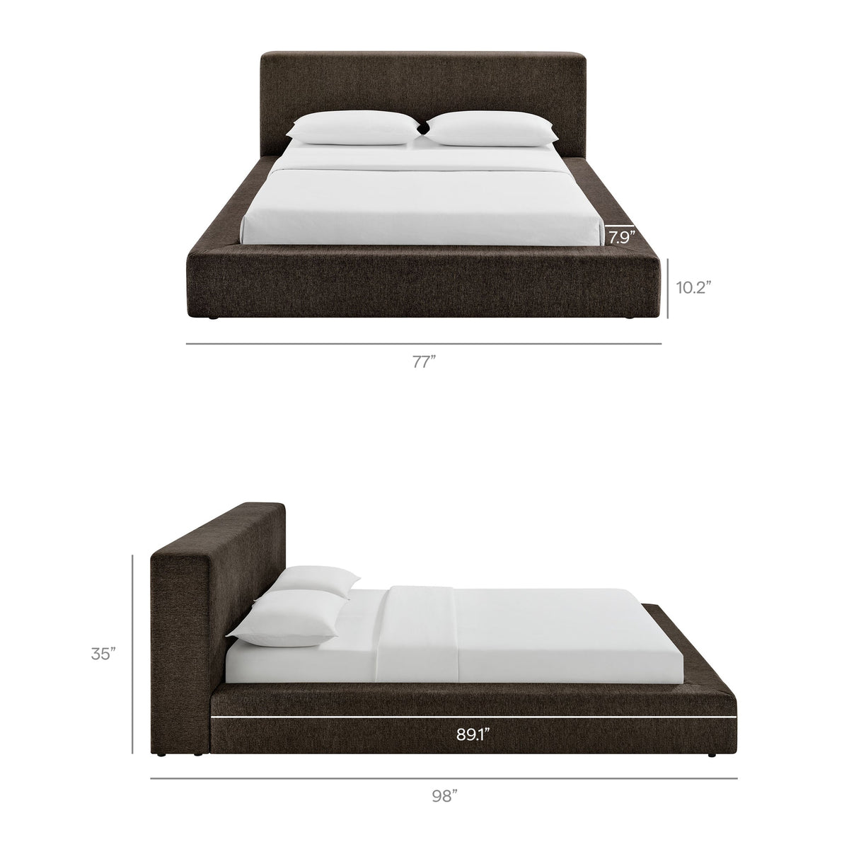 Luma Chenille Upholstered Platform Bed Frame in brown fabric by Modway on Tampa Home & Garden Store