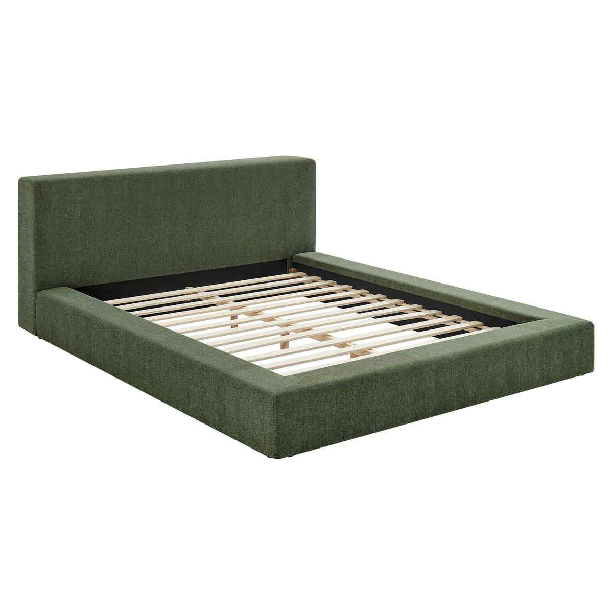 Luma Chenille Upholstered Platform Bed Frame by Modway in green with tall headboard on Tampa Home & Garden Store