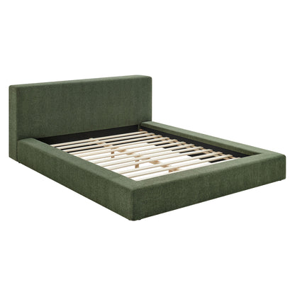 Luma Chenille Upholstered Platform Bed Frame by Modway in green with tall headboard on Tampa Home & Garden Store