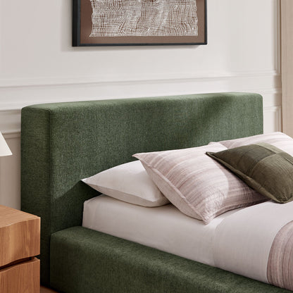 Luma Chenille Upholstered Platform Bed Frame in deep green fabric by Modway on Tampa Home & Garden Store