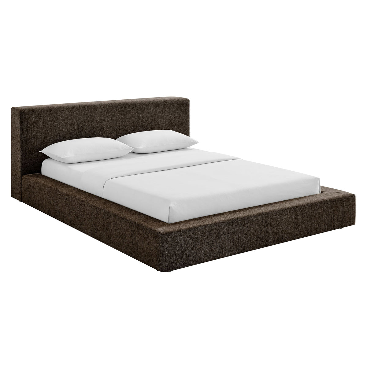 Luma Chenille Upholstered Platform Bed Frame by Modway, dark brown fabric on Tampa Home & Garden Store