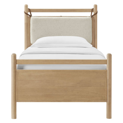 Leni Wood Platform Bed Frame by Modway with wood finish and beige headboard on Tampa Home & Garden Store