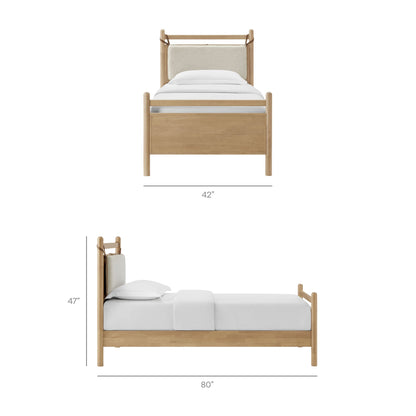Leni Wood Platform Bed Frame by Modway with natural oak finish and upholstered headboard on Tampa Home & Garden Store