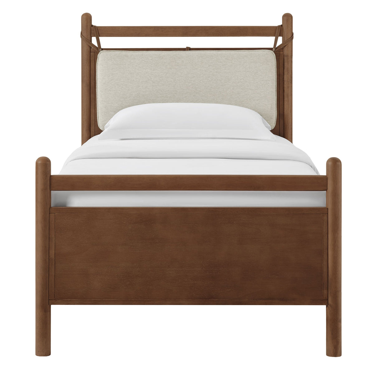 Leni Wood Platform Bed Frame by Modway with beige upholstered headboard on Tampa Home & Garden Store