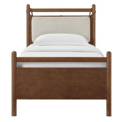 Leni Wood Platform Bed Frame by Modway with beige upholstered headboard on Tampa Home & Garden Store