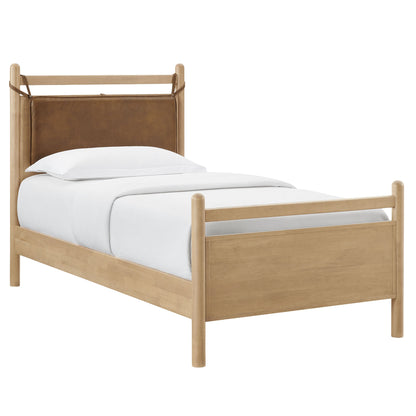 Leni Solid Wood and Vegan Leather Bed Frame