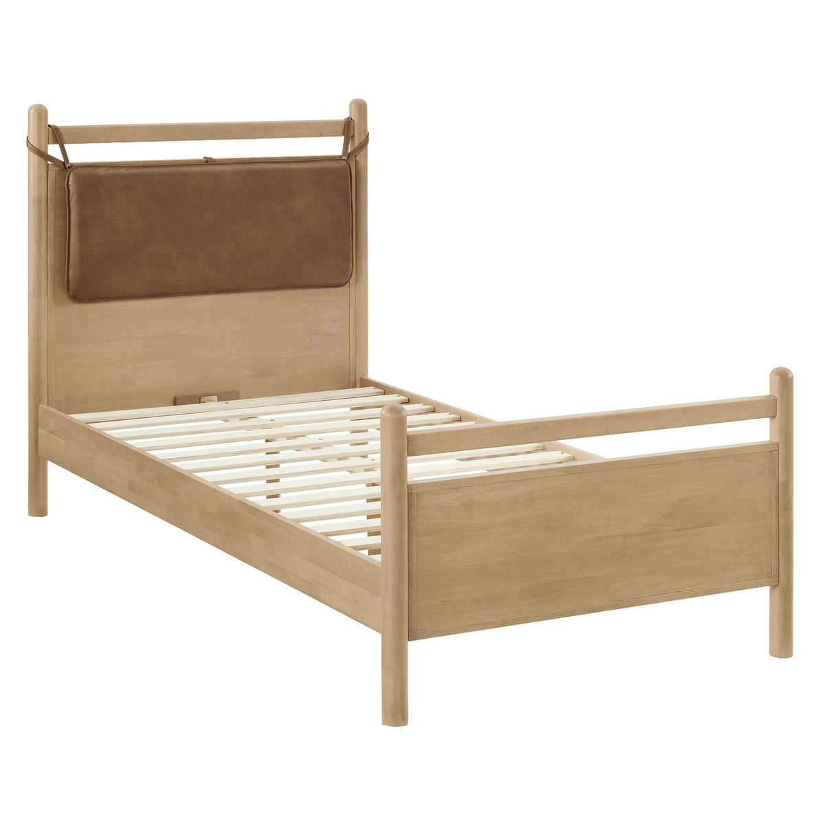 Leni Solid Wood and Vegan Leather Bed Frame