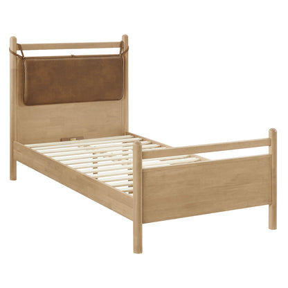 Leni Solid Wood and Vegan Leather Bed Frame