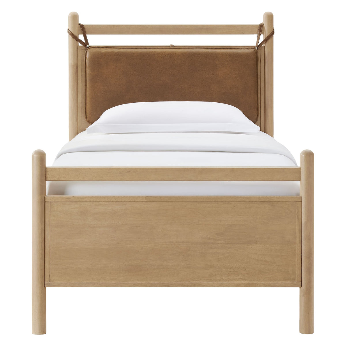 Leni Solid Wood and Vegan Leather Bed Frame
