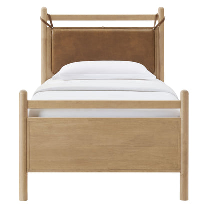 Leni Solid Wood and Vegan Leather Bed Frame