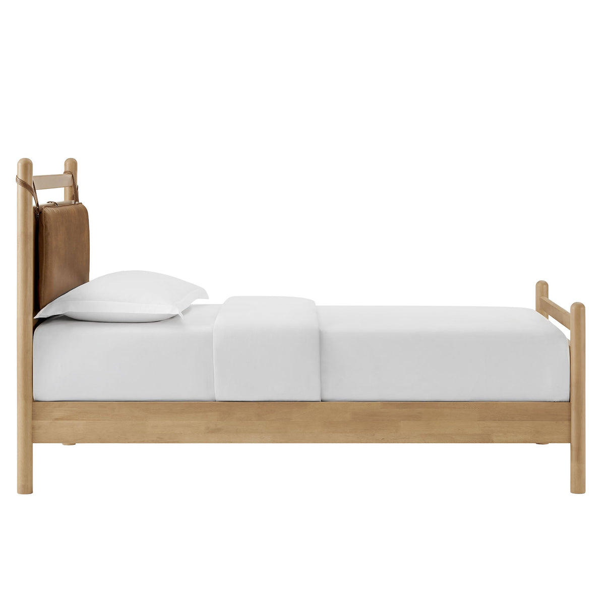 Leni Solid Wood and Vegan Leather Bed Frame