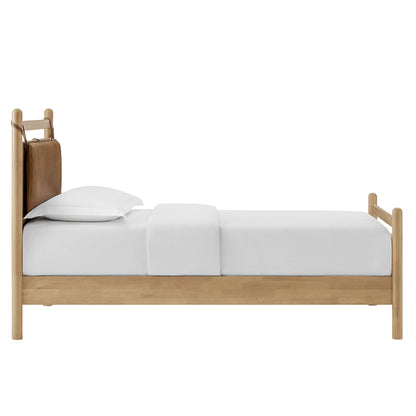 Leni Solid Wood and Vegan Leather Bed Frame