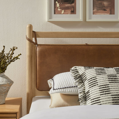 Leni Solid Wood and Vegan Leather Bed Frame