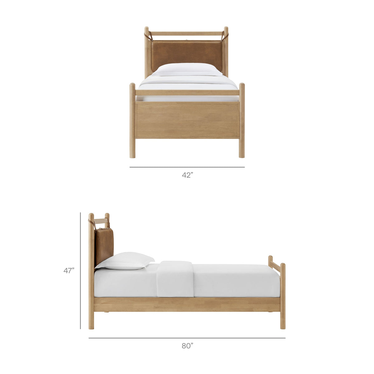 Leni Solid Wood and Vegan Leather Bed Frame