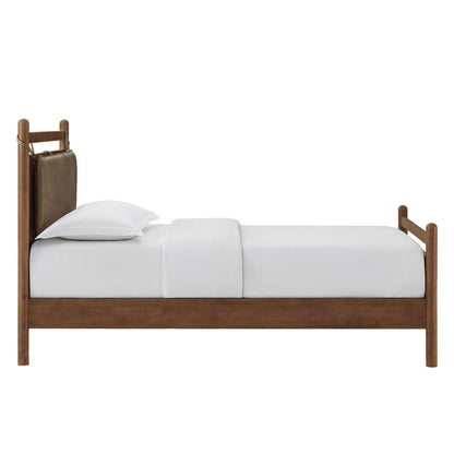 Leni Solid Wood and Vegan Leather Bed Frame