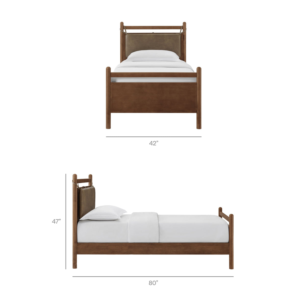 Leni Solid Wood and Vegan Leather Bed Frame