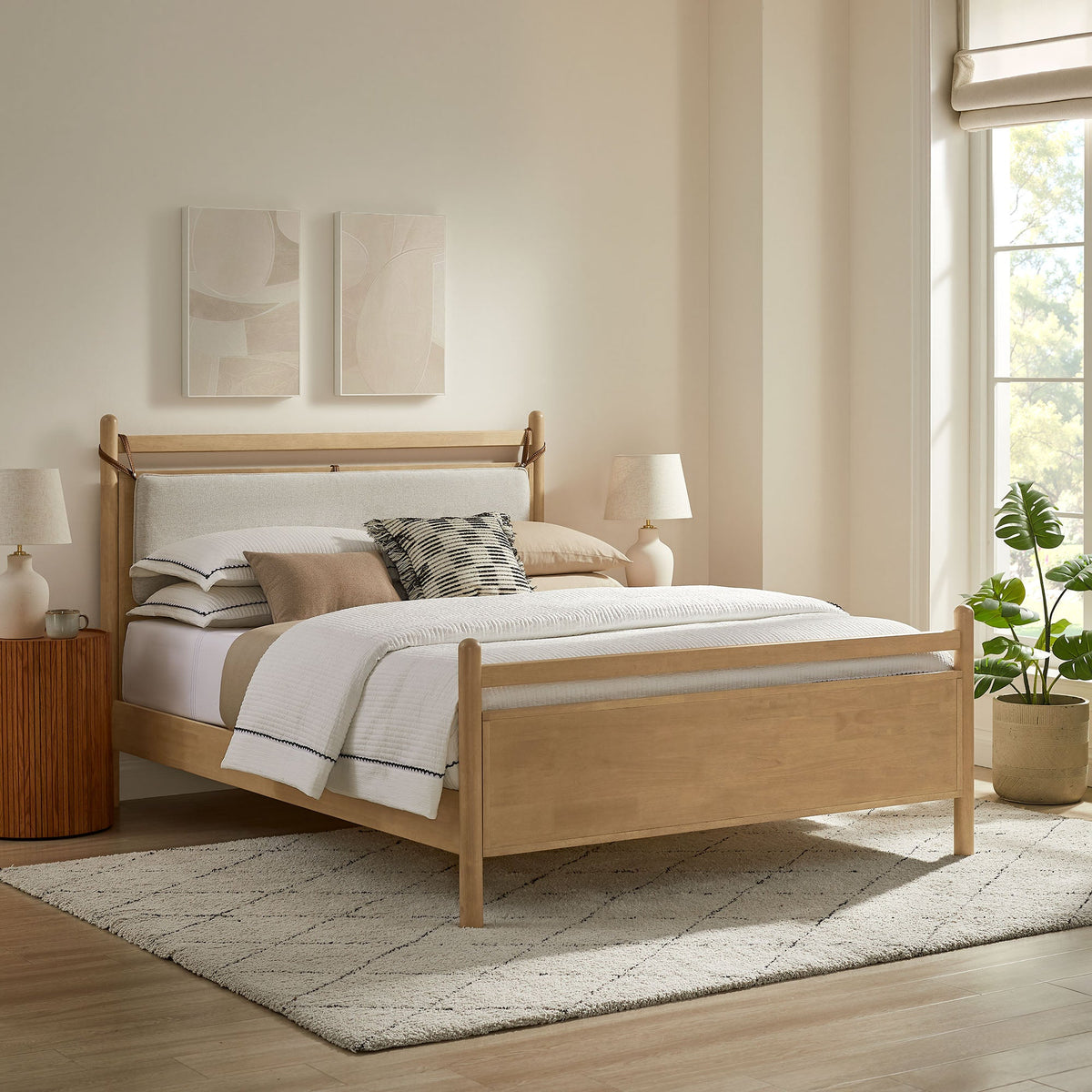 Leni Wood Platform Bed Frame by Modway in natural light wood finish on Tampa Home & Garden Store