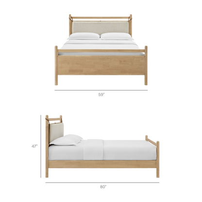 Leni Wood Platform Bed Frame by Modway natural wood beige upholstered headboard queen-size on Tampa Home & Garden Store