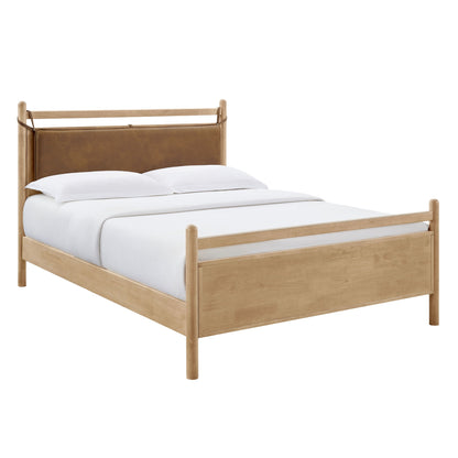 Leni Solid Wood and Vegan Leather Bed Frame