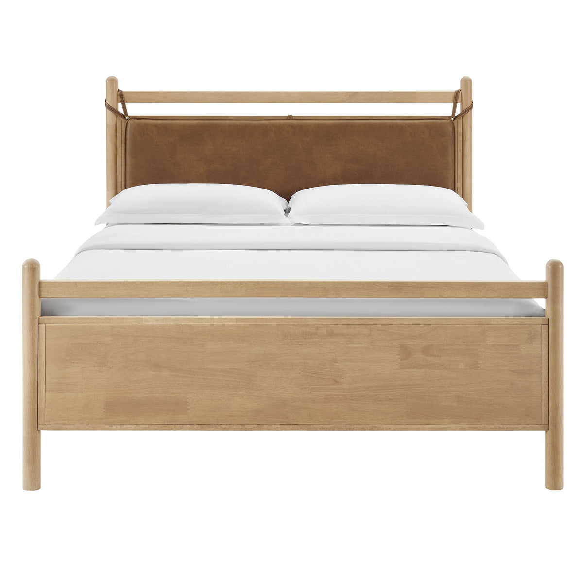 Leni Solid Wood and Vegan Leather Bed Frame