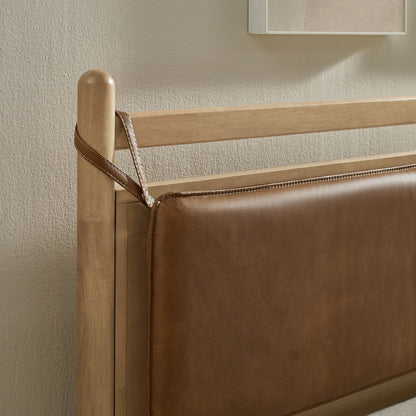 Leni Solid Wood and Vegan Leather Bed Frame