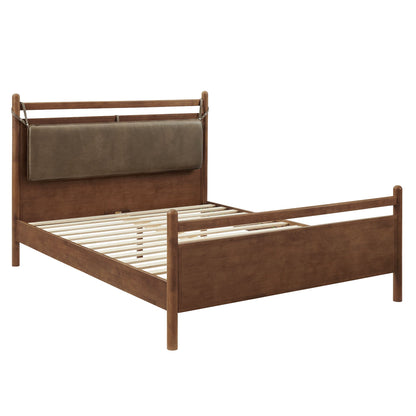 Leni Solid Wood and Vegan Leather Bed Frame