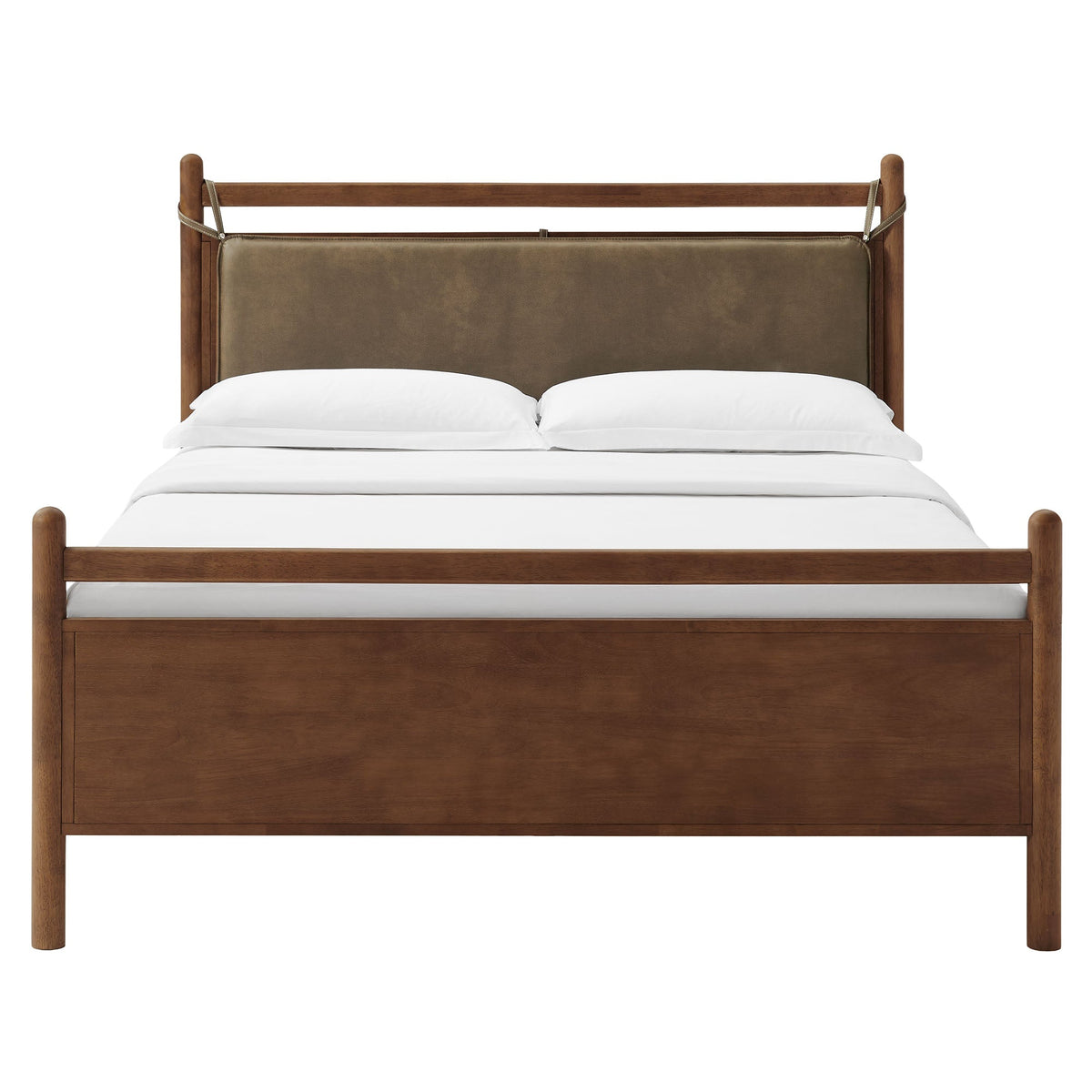 Leni Solid Wood and Vegan Leather Bed Frame