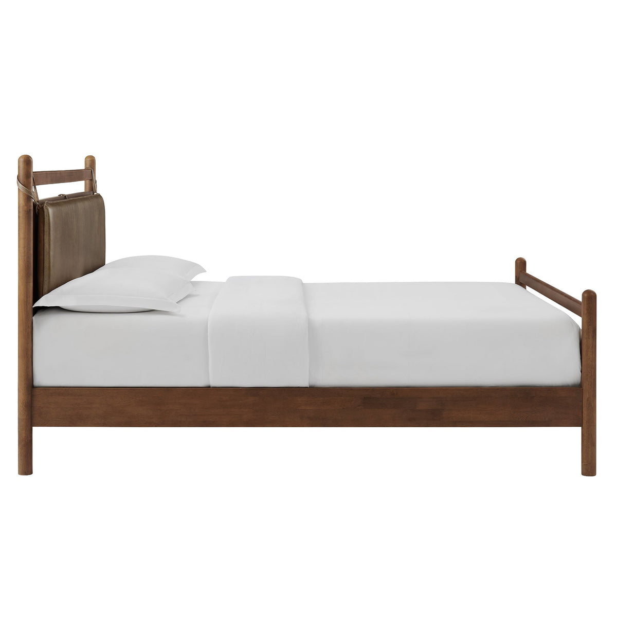 Leni Solid Wood and Vegan Leather Bed Frame