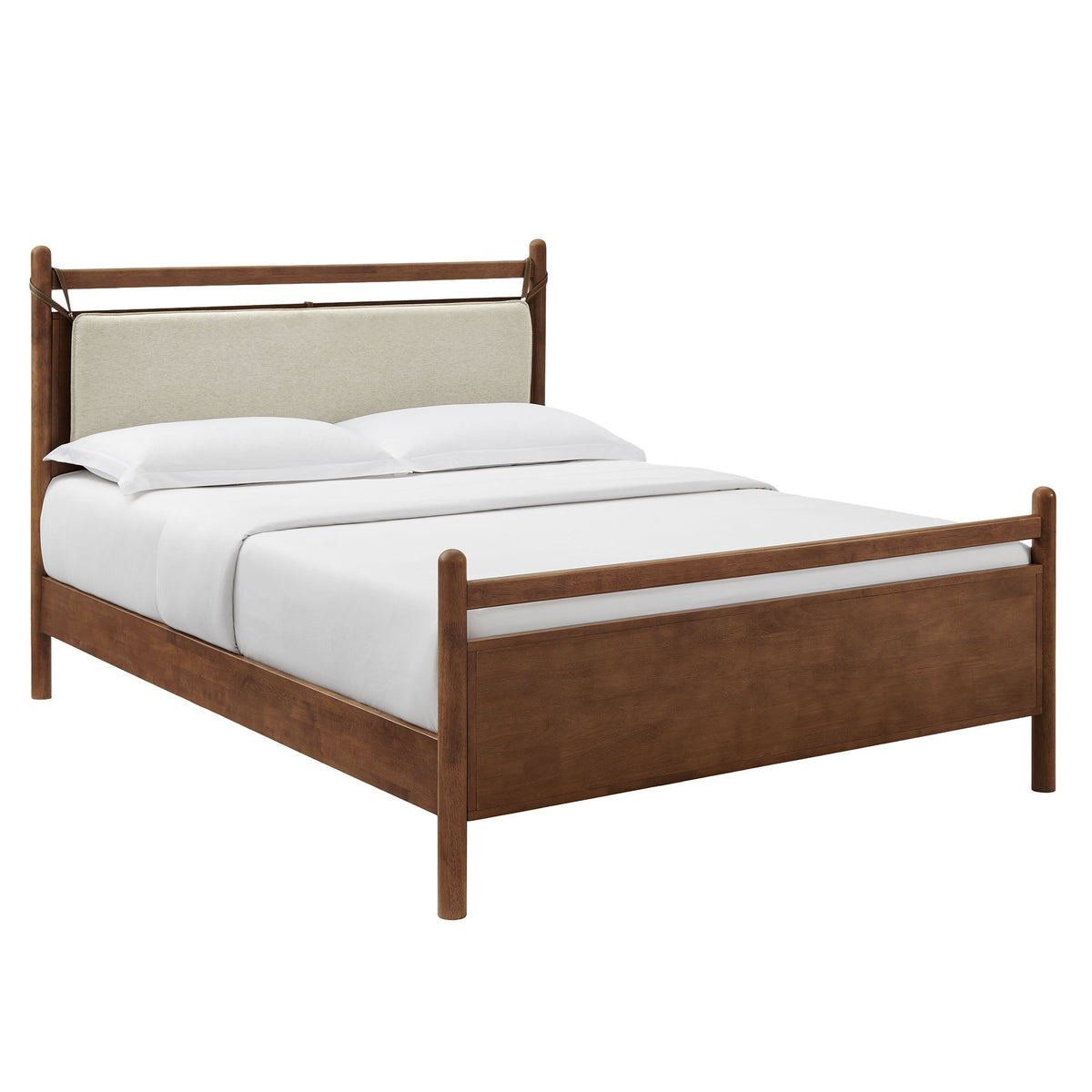Leni Wood Platform Bed Frame by Modway with beige headboard and wood finish on Tampa Home & Garden Store