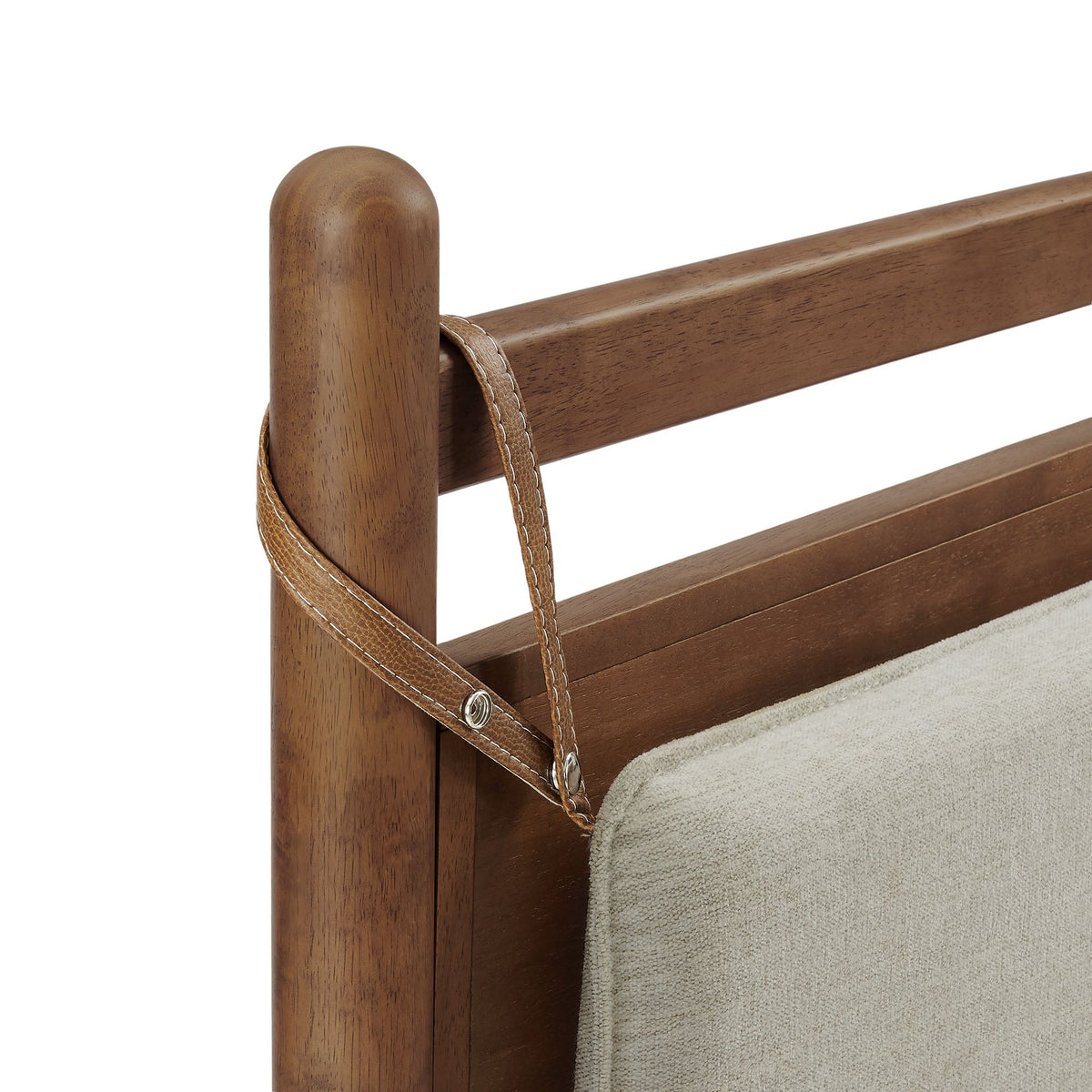 Leni Wood Platform Bed Frame by Modway in warm brown wood with leather strap accents on Tampa Home & Garden Store