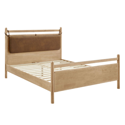 Leni Solid Wood and Vegan Leather Bed Frame