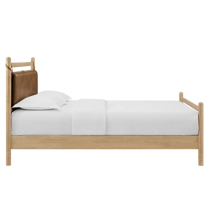 Leni Solid Wood and Vegan Leather Bed Frame