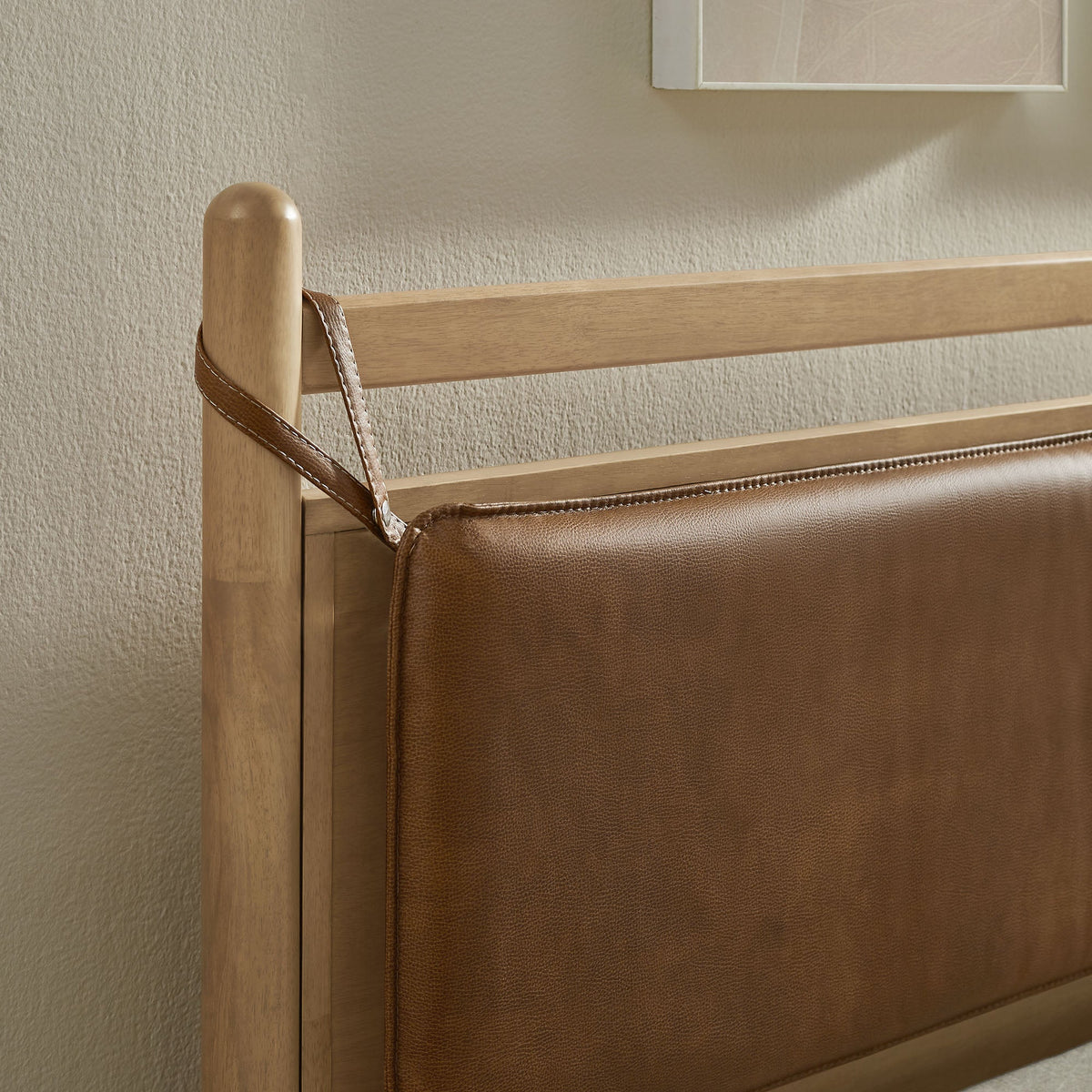 Leni Solid Wood and Vegan Leather Bed Frame