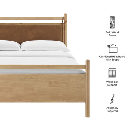 Leni Solid Wood and Vegan Leather Bed Frame