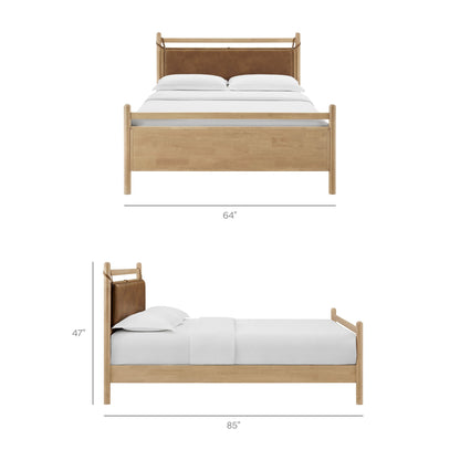 Leni Solid Wood and Vegan Leather Bed Frame