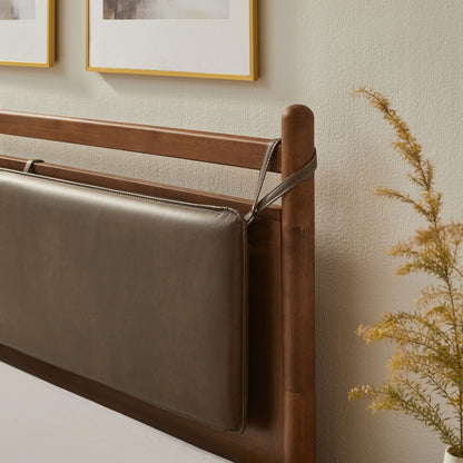 Leni Solid Wood and Vegan Leather Bed Frame